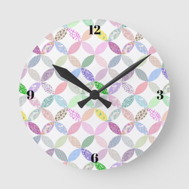 Pastel quilting clock minimalist sewing room decor (Front)
