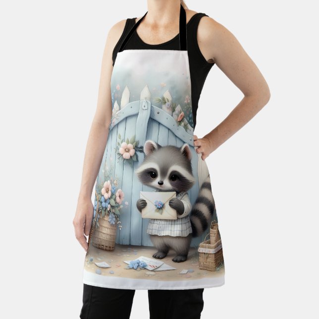 Pastel Raccoon Letter Garden Apron (Insitu)