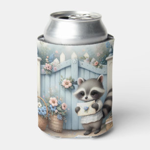 Pastel Raccoon Letter Garden Can Cooler