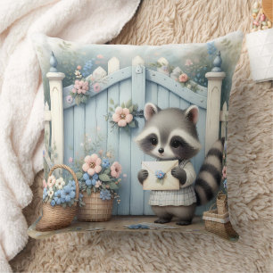 Pastel Raccoon Letter Garden Cushion