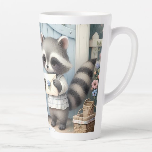 Pastel Raccoon Letter Garden Latte Mug (Right)