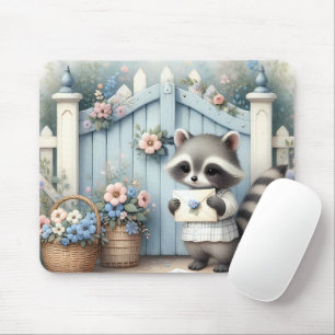 Pastel Raccoon Letter Garden Mouse Mat