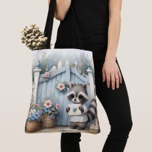 Pastel Raccoon Letter Garden Tote Bag