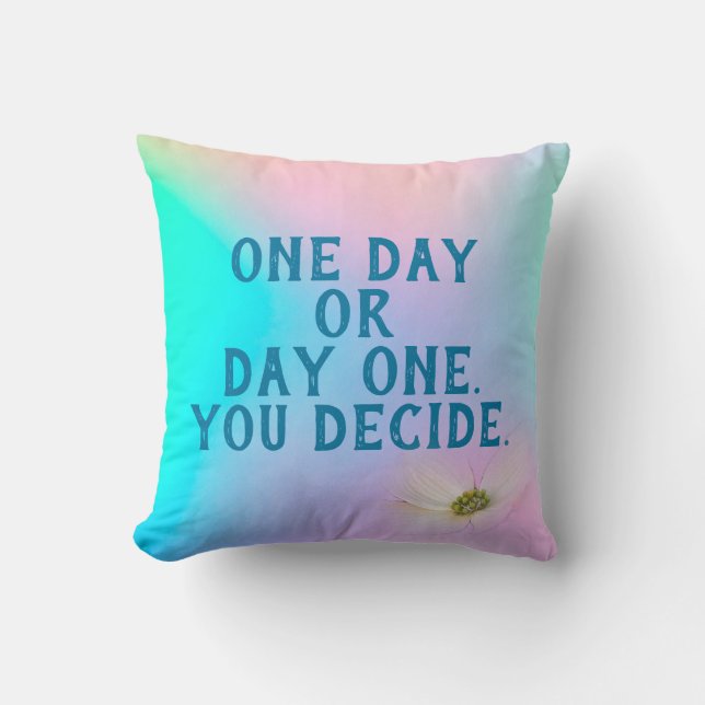 pastel rainbow abstract with quote cushion (Front)