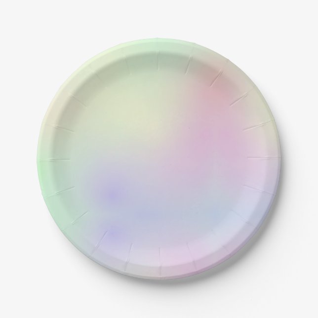 Pastel Rainbow Aesthetic Holograph Paper Plate (Front)