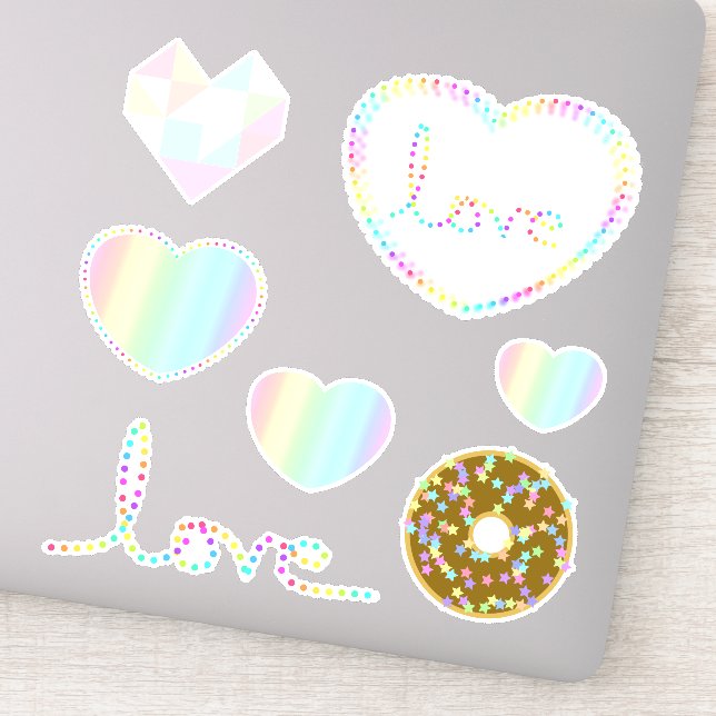 Pastel Rainbow Aesthetic Love Heart Designs (Detail)