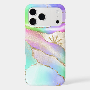 *~* Pastel Rainbow Agate Gold Sun Rays Star Dust