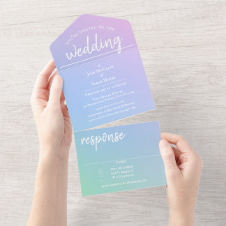 Pastel Rainbow All in One Wedding Invite