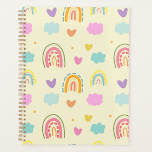 "Pastel Rainbow and Cloud Pattern Planner
