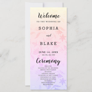 Pastel Rainbow and Floral Metallic Wedding Program