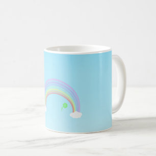 Pastel Rainbow and green flower on blue sky Coffee Mug