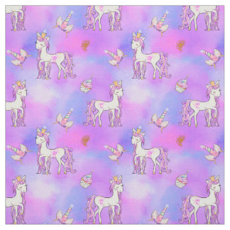 Pastel Rainbow and Pretty Unicorns  Fabric