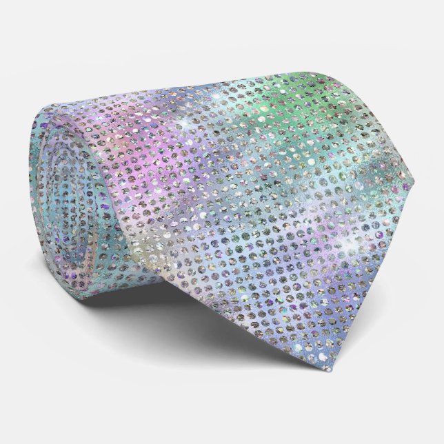 Pastel Rainbow and Silver Sparkles  Tie (Rolled)