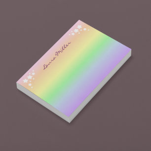 Pastel Rainbow and Stars Personalised Post-it Notes