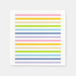 Pastel Rainbow and White Stripes Napkin