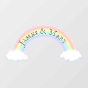 Pastel Rainbow Arch With Clouds Cute Personalised Window Cling
