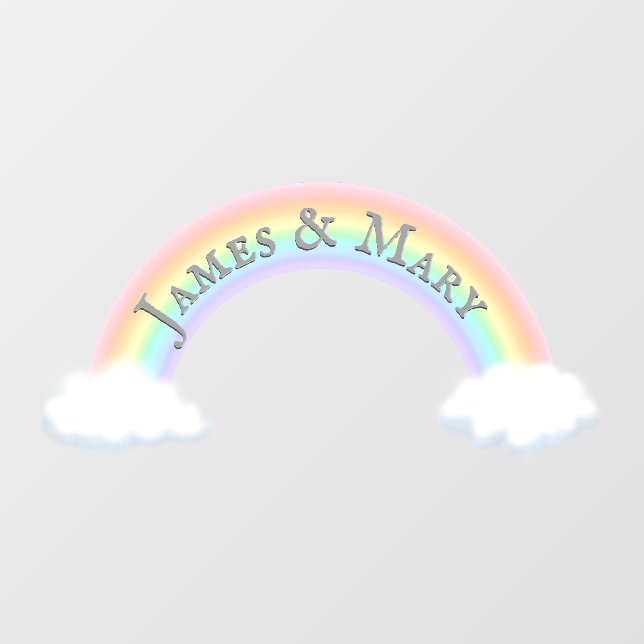 Pastel Rainbow Arch With Clouds Cute Personalised Window Cling (Sheet)