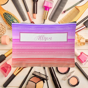 Pastel rainbow aztec pattern personalised accessory pouch