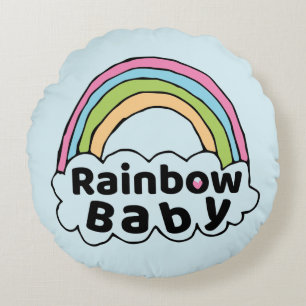 Pastel Rainbow Baby Birth Blessing Birth Miracle Round Cushion