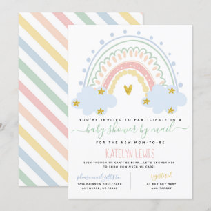 Pastel Rainbow Baby Shower by Mail Invitation