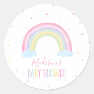 Pastel Rainbow Baby Shower Classic Round Sticker