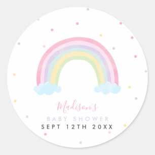 Pastel Rainbow Baby Shower Classic Round Sticker