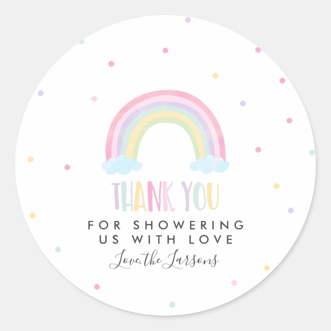 Pastel Rainbow Baby Shower Classic Round Sticker (Front)