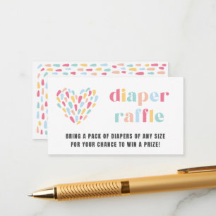 Pastel Rainbow Baby Shower Diaper Raffle Card