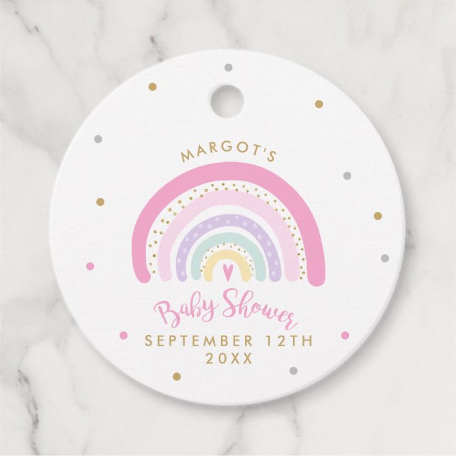Pastel Rainbow Baby Shower Favour Tags (Front)