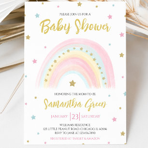 Pastel Rainbow Baby Shower Invitation