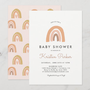 Pastel Rainbow Baby Shower Invitation Cards