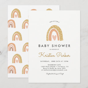 Pastel Rainbow Baby Shower Invitation Cards