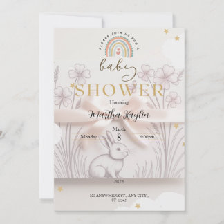 Pastel Rainbow Baby Shower Invitation Custom Edita
