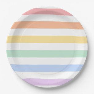 Pastel Rainbow Baby Shower or Birthday  Paper Plate