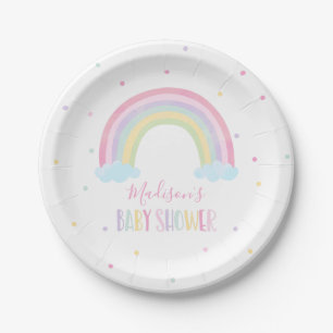 Pastel Rainbow Baby Shower Paper Plate