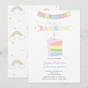 Pastel Rainbow Baby Shower Party Invitation