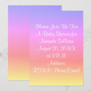 Pastel Rainbow Baby Shower Pink Blue Purple 4Amand Invitation