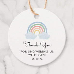 Pastel Rainbow Baby Shower Thank You Favour Tags