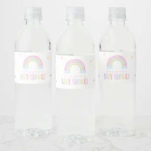 Pastel Rainbow Baby Shower Water Bottle Label