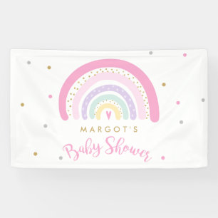 Pastel Rainbow Baby Shower Welcome Banner