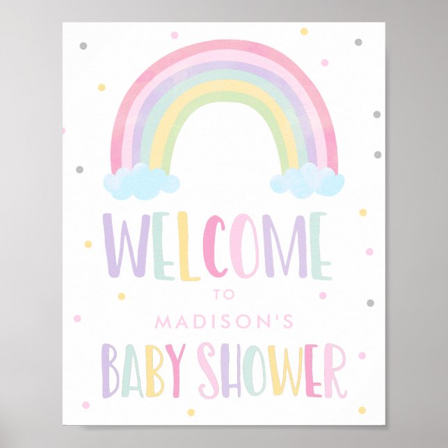 Pastel Rainbow Baby Shower Welcome Poster (Front)