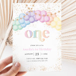 Pastel Rainbow Balloon Arch 1st Birthday Party Invitation<br><div class="desc">Pastel Rainbow Balloon Garland - A cute rainbow themed 1st birthday invitation for your little girls birthday party. Our design features watercolour balloon arch and faux gold glitter making this the cutest 1st birthday theme for your little one.</div>