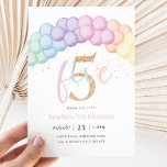 Pastel Rainbow Balloon Arch 5th Birthday Party Invitation<br><div class="desc">Pastel Rainbow Balloon Garland - A cute rainbow themed 5th birthday invitation for your little girls birthday party. Our design features watercolour balloon arch and faux gold glitter details.</div>