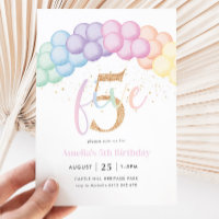 Pastel Rainbow Balloon Arch 5th Birthday Party