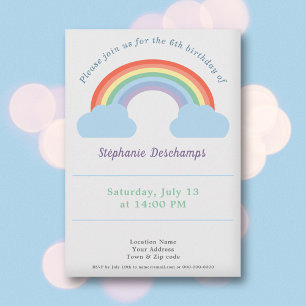 Pastel Rainbow Birthday Invitation