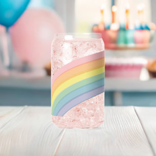 Pastel Rainbow Birthday Party Can Glass