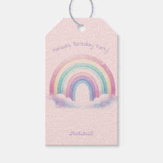 Pastel Rainbow Birthday Party Gift Tag