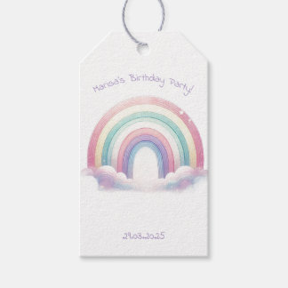 Pastel Rainbow Birthday Party Gift Tag