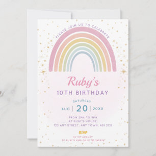 Pastel Rainbow Birthday Party Invite