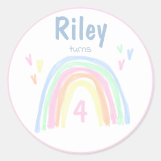Pastel Rainbow Birthday Party Sticker